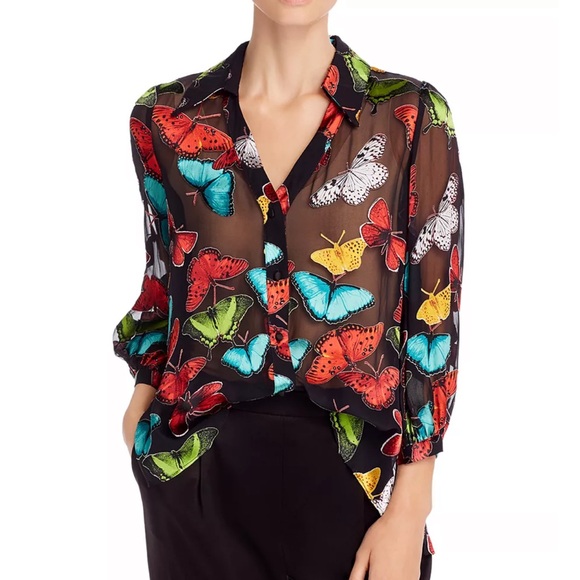 Alice + Olivia Tops - Alice + Olivia Multicolor Butterfly Sheila Burnout Blouse xs